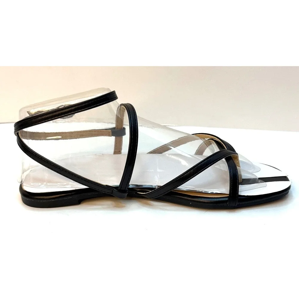Journee Collection Women's Serissa Strappy Flat Sandals Black Size 9M NWT/BOX